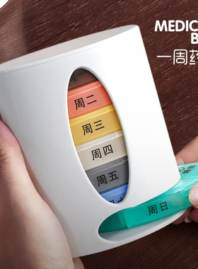 药盒7天大容量分装便携老年一周药物七天随身星期早中晚分药盒子