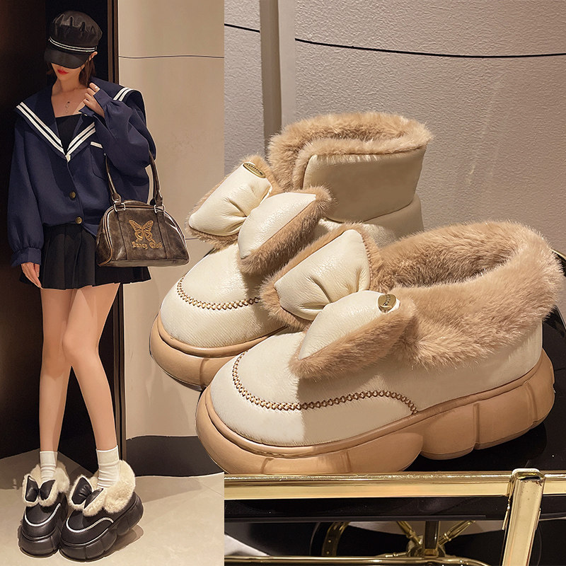 沧胜女款保暖厚底居家防滑棉鞋
