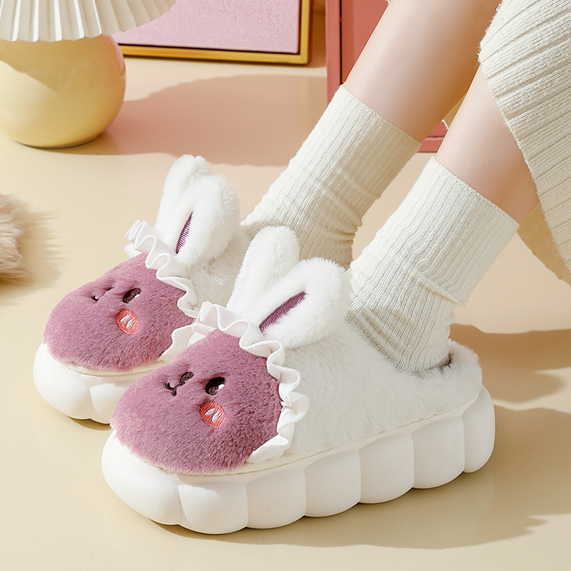 包头保暖韩版卡通居家厚底棉拖鞋