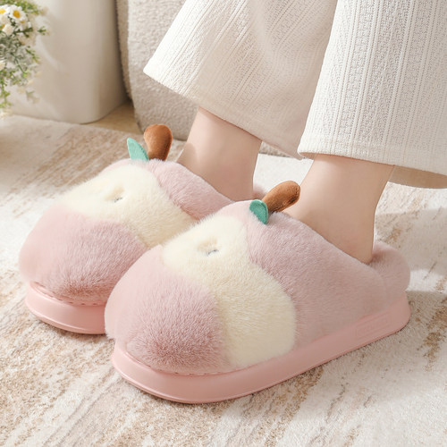 厚底棉拖鞋女秋冬季家用毛绒保暖