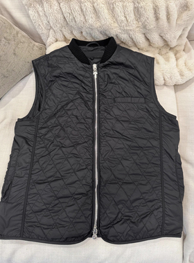(现货)高端线925银棱形格纹真皮十字架夹棉马甲背心外套女男