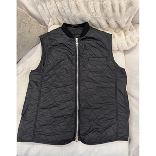 (现货)高端线925银棱形格纹真皮十字架夹棉马甲背心外套女男