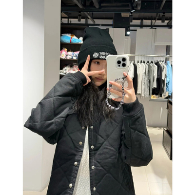 (现货)高端925银扣鹅绒棱形格羽绒服外套夹克 女男TravisScoot