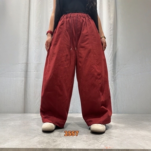 女宽松纯色保暖阔腿裤 夹棉休闲裤 冬季 新款 欧版 高腰直筒裤 时尚