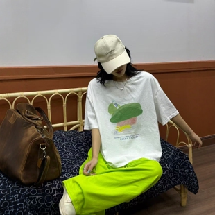T恤女2026新款 欧版 时尚 高品质短袖 宽松印花显瘦套头上衣体恤衫