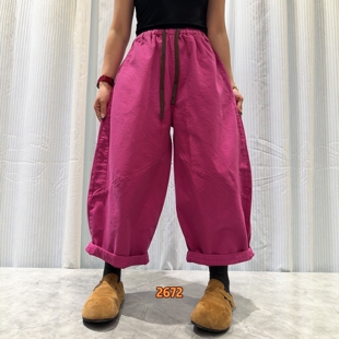 女2026春季 休闲裤 时尚 潮 宽松显瘦阔腿裤 百搭高腰八分裤 新款 欧版