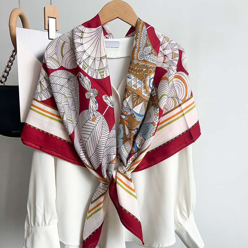 秋冬新款人字纹丝毛手感大方巾百搭时尚女复古高级感丝巾