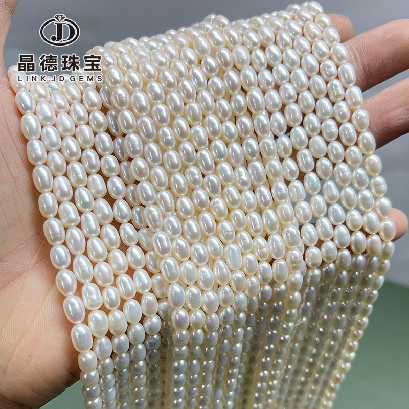 5mm高光微螺纹天然淡水珍珠小米珠散珠 diy项链颈链饰品配件
