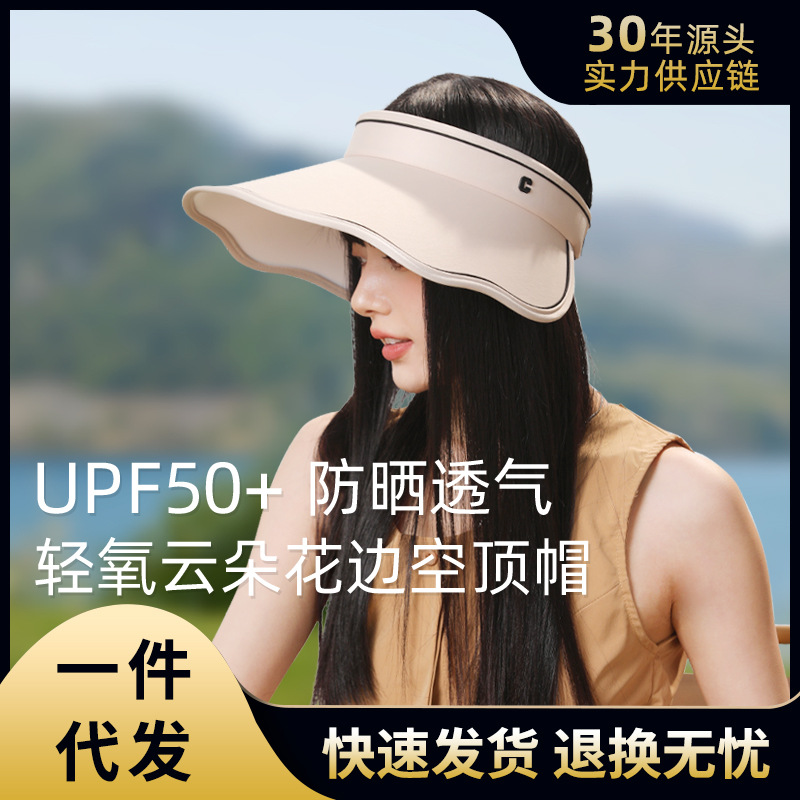 【特惠】春夏大帽檐花边空顶帽户外防晒透气遮阳帽防紫外线帽子