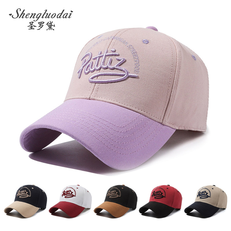 拼色棒球帽女休闲百搭新款美式软顶遮阳显脸小鸭舌帽大头围帽子潮