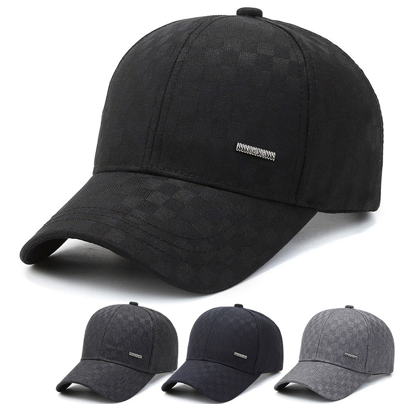 春季新款中老年人帽子男士秋季户外格子棒球帽休闲百搭运动帽子男