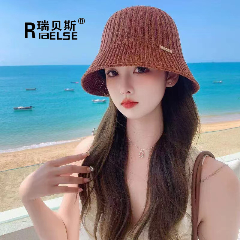 2024春夏季新款水桶帽子女防晒遮阳帽针织透气遮脸渔夫帽户外韩版