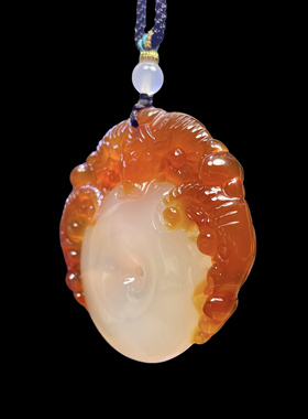 天然红玛瑙双面精雕俏色三阳开泰玉髓平安扣挂件吊坠项链毛衣链