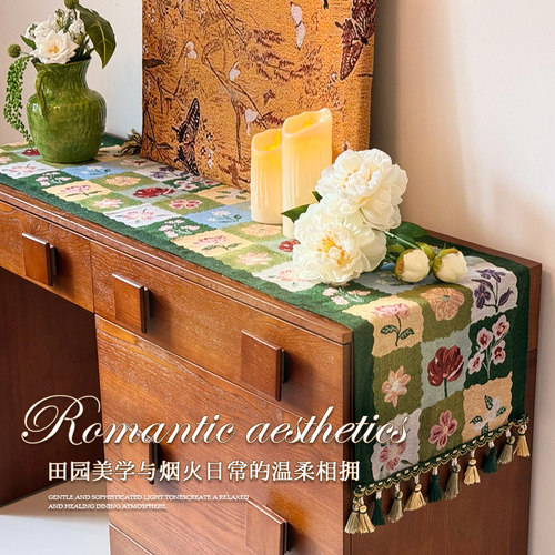 轻奢美式氛围感桌旗田园风