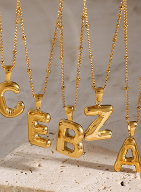 欧美不锈钢字母项链高级感ins吊坠颈链钛钢首饰品锁骨链