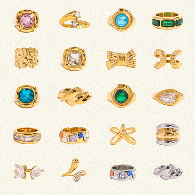 欧美不锈钢锆石戒指开口高级感小众指环钛钢手饰品rings