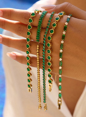 欧美不锈钢爱心锆石手链轻奢高级感女不掉色饰品爆款