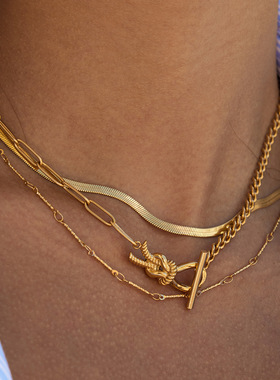 原创设计绳结钛钢项链配饰女小众轻奢锁骨链不锈钢饰品高级感