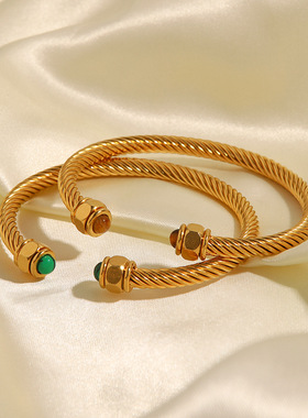 ins欧美风潮流个性C形钛钢手环时尚街头嘻哈百搭不锈钢手镯饰品女