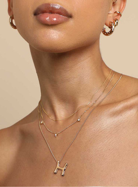 欧美钛钢字母项链配饰女轻奢高级感锁骨链不锈钢饰品爆款