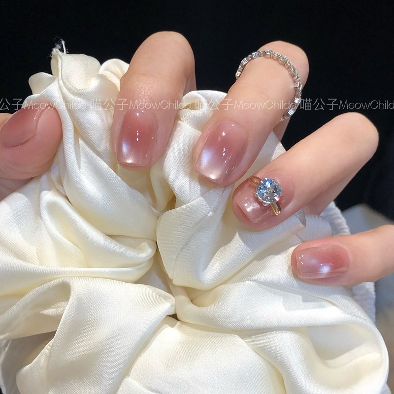 假指甲贴片情人戒粉色猫眼大钻成品穿戴甲片定制手工美甲光疗甲,彩妆/香水/美妆工具,美甲工具,淘宝优惠券,粉丝福利购,淘宝优惠卷