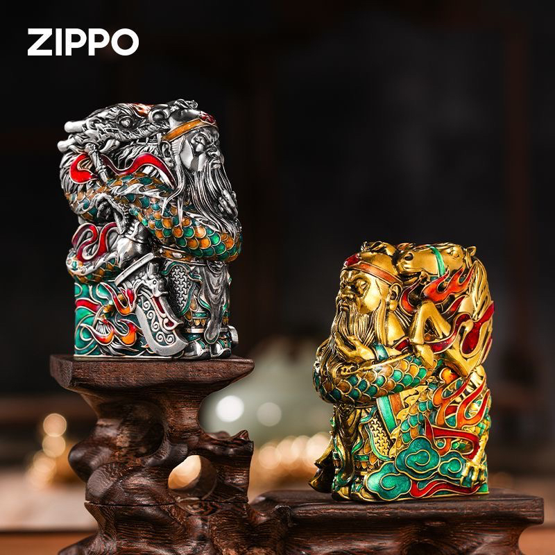 Zippo打火机重甲Q版关公夜光