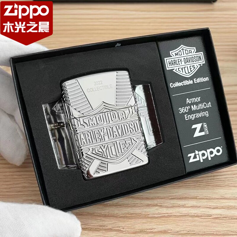 正版Zippo防风打火机 2022年哈雷年度机49814 骷髅浮雕精雕360度