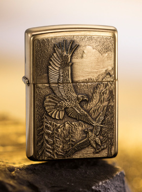 美国ZIPPO黄铜打火机高山鹰20854大展宏图 展翅雄鹰正品防风礼物