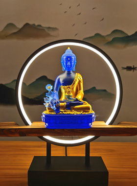 密宗琉璃底座居家供奉摆件佛像