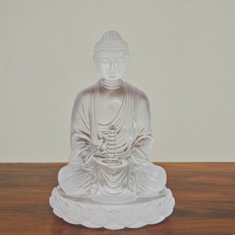 古法琉璃宝塔药师佛莲花底座摆件