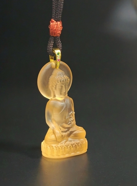 古法琉璃静安寺玉佛立体吊坠