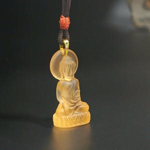 古法琉璃静安寺玉佛立体吊坠