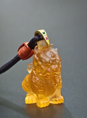 惠古琉璃火麒麟项链吊坠