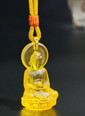 三宝佛惠古琉璃吊坠结缘品药师佛