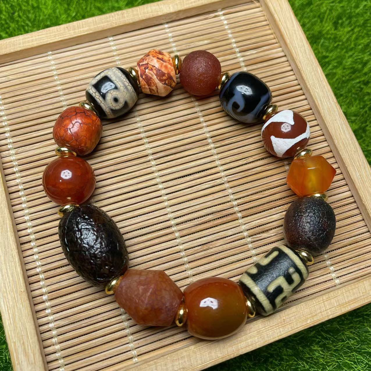 西藏老玛瑙多宝手串搭配天珠缠丝玛瑙老琉璃桶珠随形文玩男女手链