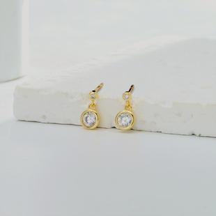 JILIFANG S925纯银高级感迷你圆球泡泡5A锆石简约精致百搭耳钉女