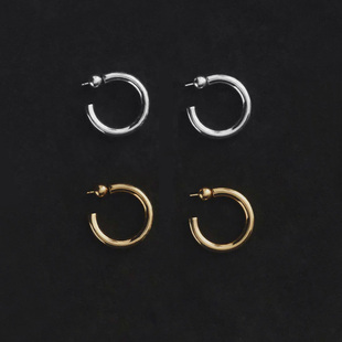 经典 buhai时髦高级欧美冷淡极简C形圆环圈圈hoop耳环 百搭sophie