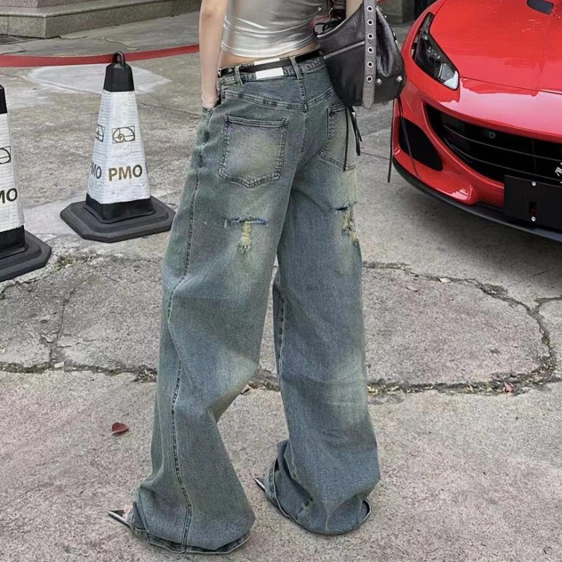 FANSS辣妹复古时尚潮流牛仔裤女