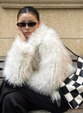 超火小个子简单皮草外套女2025新款海宁爆款洋气环保白色毛毛上衣