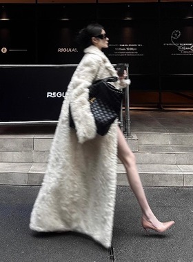 皮毛一体白色皮草外套女2025新款爆款海宁年轻长款环保狐狸毛大衣