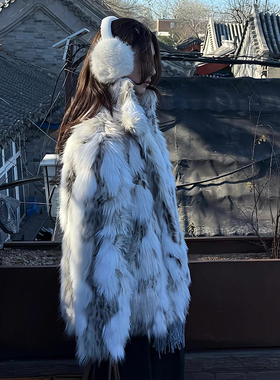 高级感毛毛外套长款白色豹纹环保皮草女2025新款爆款海宁年轻冬季