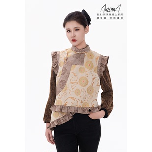 【阿泯娜】拼接马甲女 荷叶边小众设计感叠穿无袖外套37532DW13