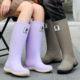 水靴休闲长筒胶鞋 高筒雨鞋 防水防滑耐磨雨靴时尚 加绒水鞋 男女同款