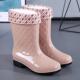 保高成年套鞋 雨鞋 防水鞋 女士防滑中筒胶鞋 女中筒加绒雨靴时尚 新款