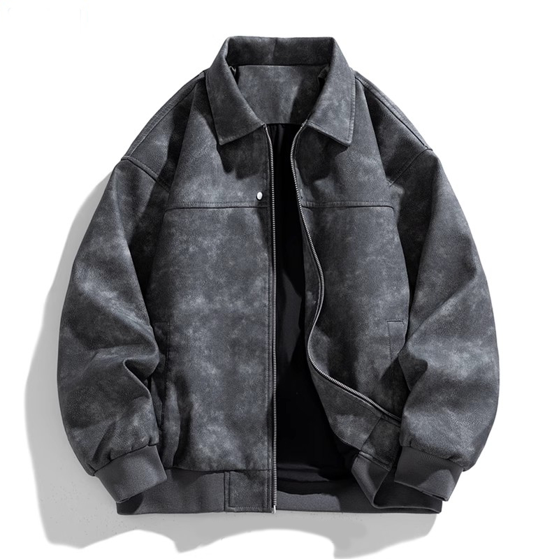 LOPEZ LAKE皮夹克外套男秋冬加绒加厚男士皮衣美式机车棒球外套