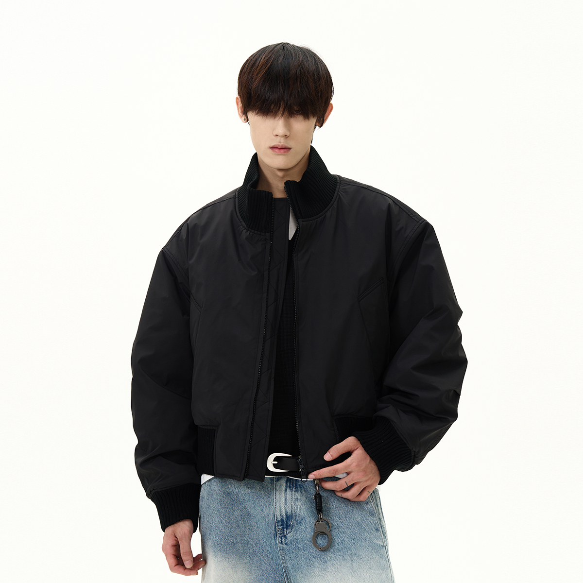 LOPEZ LAKE美式高街廓形飞行员夹克潮秋冬加厚vibe风短款外套