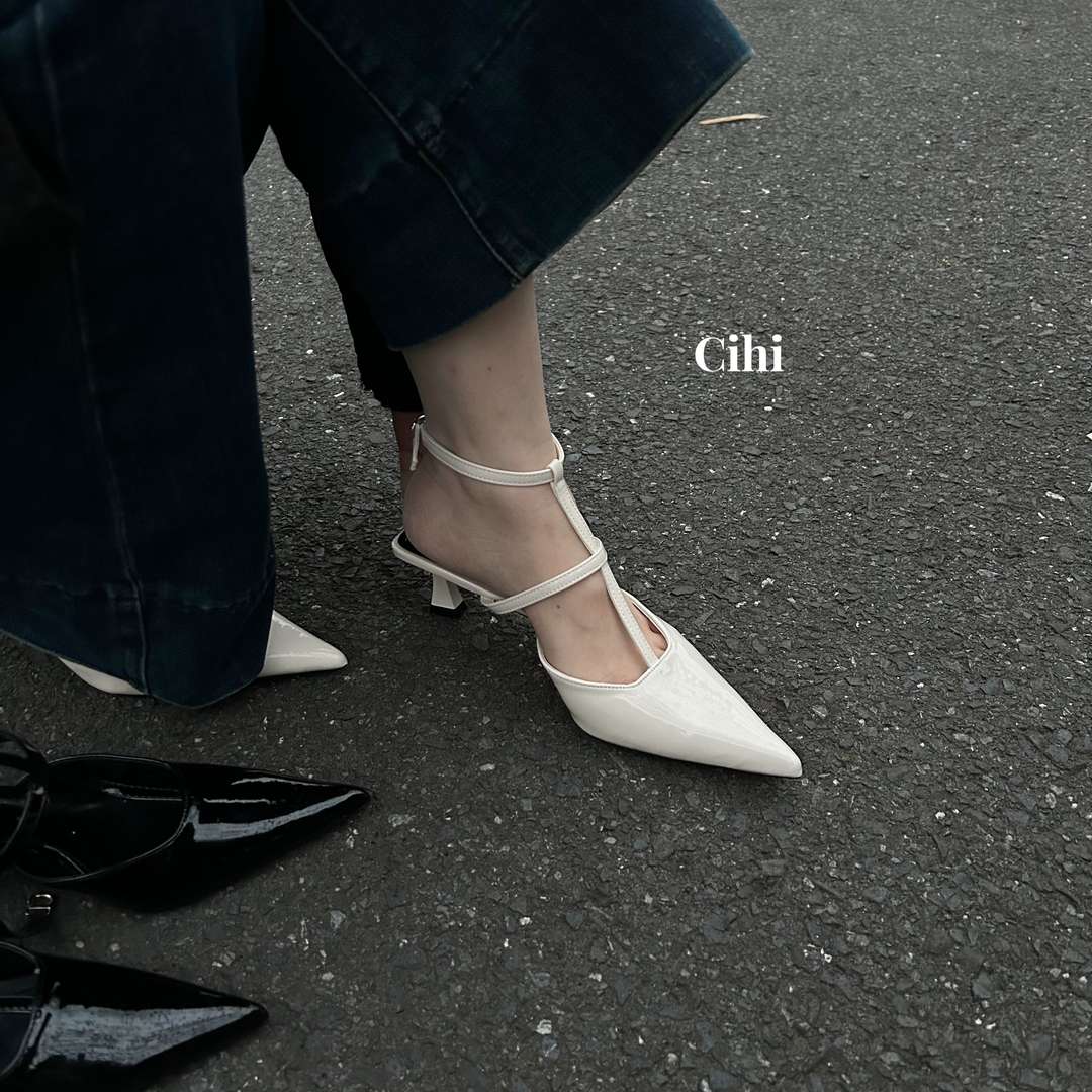 cihi女鞋跟凉鞋2024夏季外穿尖头细跟镂空气质小众轻奢时尚高跟鞋