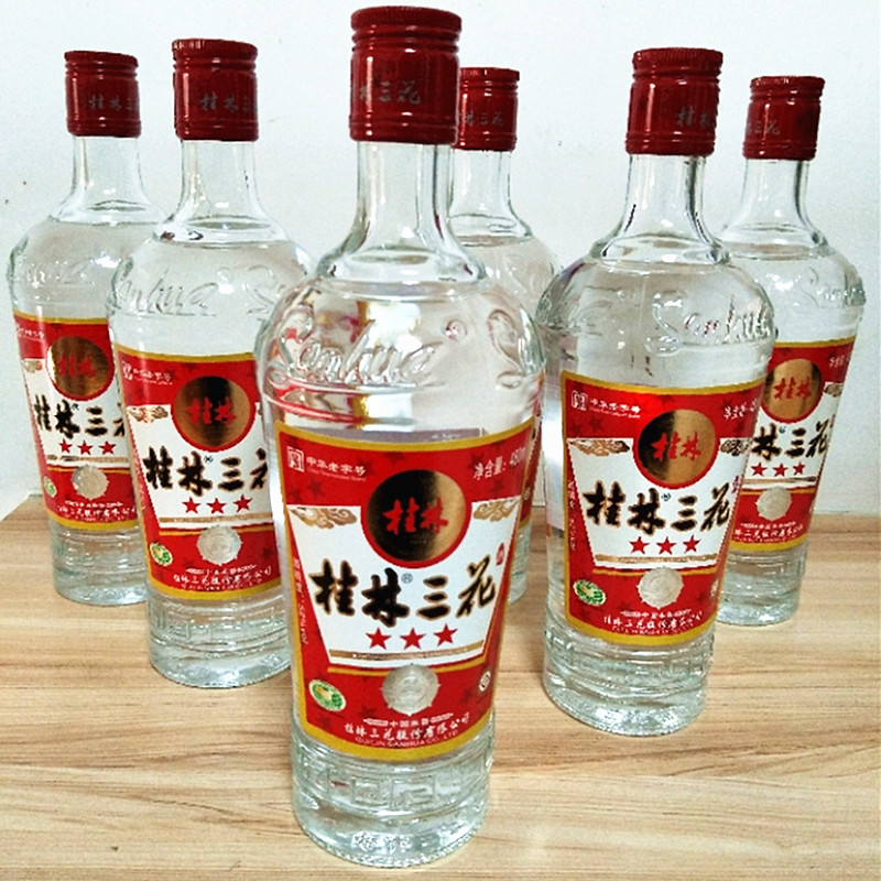 桂林三花酒三星52度玻璃瓶米香型瓶酒高度特产酒480ML*6瓶泡酒 酒类 其他酒类 原图主图