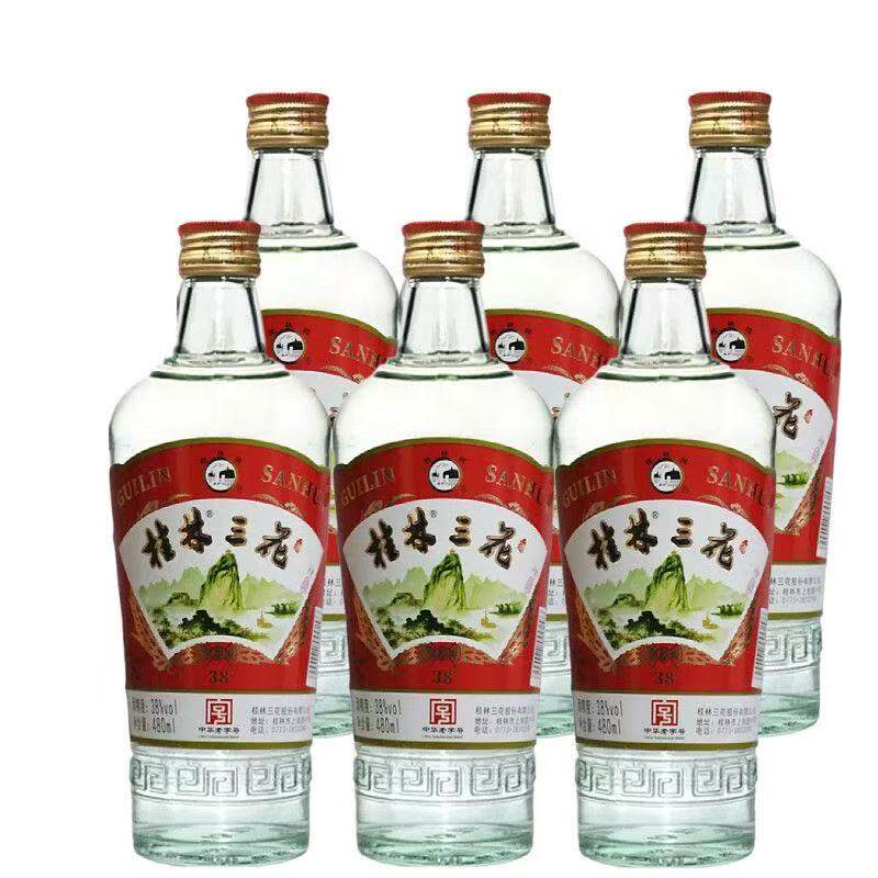 广西桂林特产桂林牌桂林三花酒玻璃瓶38度6瓶 低度酒粮食酒酒图片