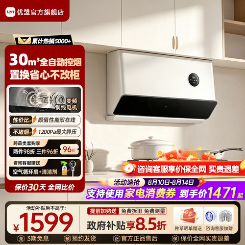 优盟变频侧吸油烟机白色